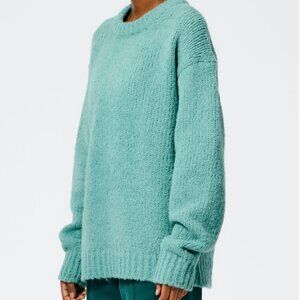 Tibi Airy Alpaca Crewneck Pullover, Fern Green, size small